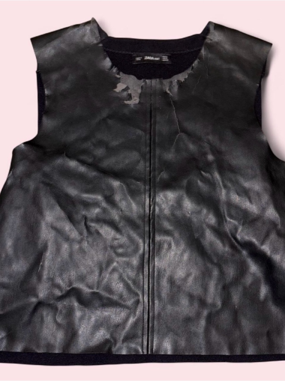 Zara Black Faux Leather Sleeveless Top